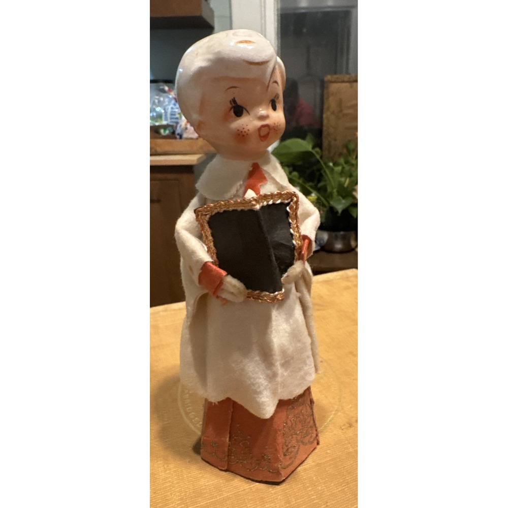 Vintage Christmas Holt Howard Ceramic Head Choir Boy/ Caroler Cone